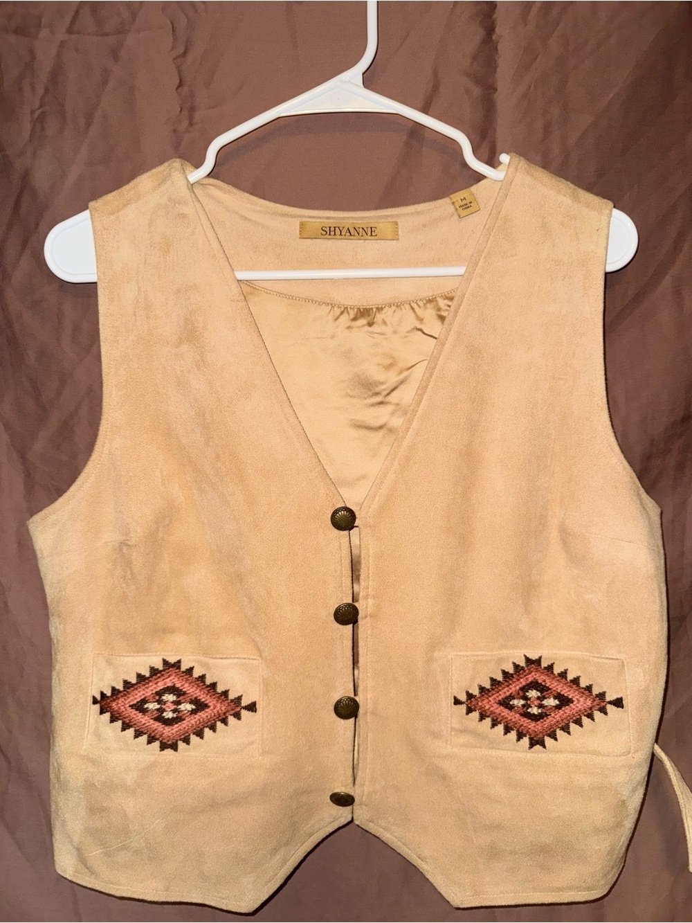 Shyanne Tan Suede V-Neck Button Vest